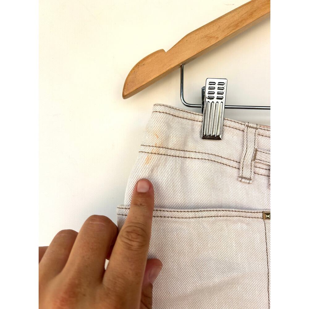 Vintage Hermes Ecru Cream Linen Wide Leg Cropped Jeans Pants 42 H Belt Loop - Picture 9 of 11
